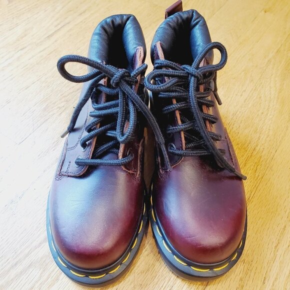 Dr Martens England 12/13 Kids oxblood boot Leather Padded Ankle Burgundy Doc EUC